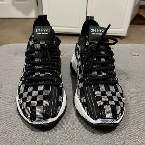Brand Spanking New (NIB) Steve Madden 7.5 women’s checkered rhinestone sneakers